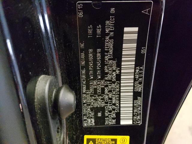 5TDJKRFH1FS183673 - 2015 TOYOTA HIGHLANDER XLE أسود صورة 12