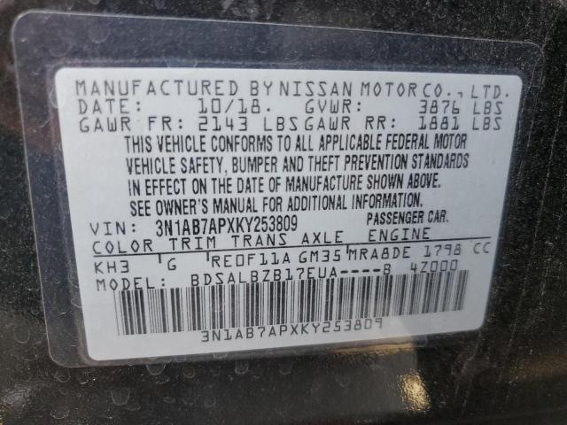 3N1AB7APXKY253809 - 2019 NISSAN SENTRA S BLACK photo 13