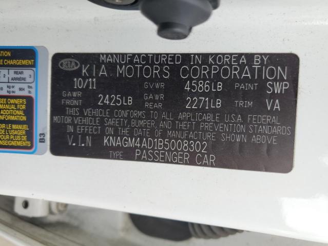 KNAGM4AD1B5008302 - 2011 KIA OPTIMA HYBRID WHITE photo 13