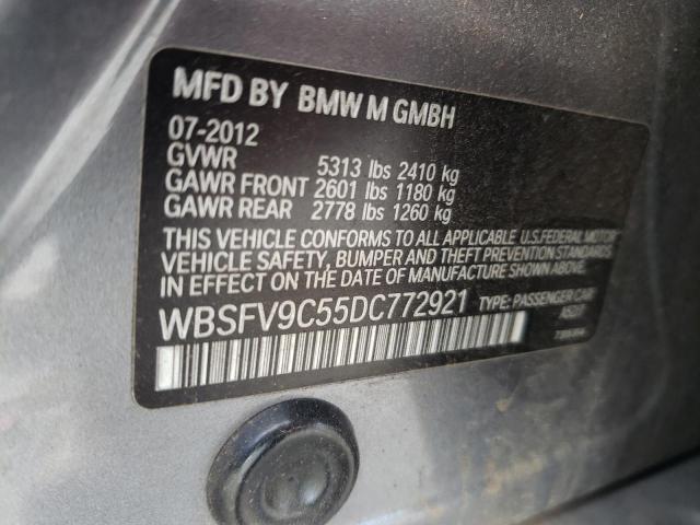 WBSFV9C55DC772921 - 2013 BMW M5 GRAY photo 12