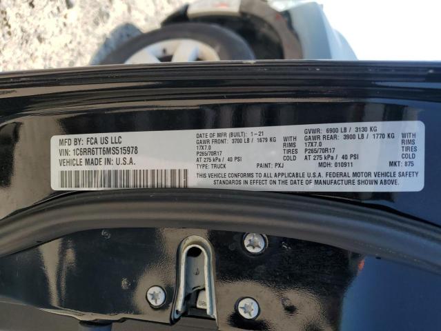 1C6RR6TT6MS515978 - 2021 RAM 1500 CLASS SLT 黑色 照片 12