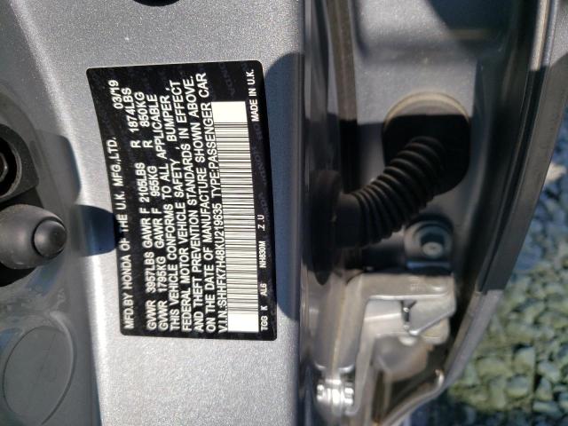 SHHFK7H48KU219635 - 2019 HONDA CIVIC SPORT 银色 照片 12