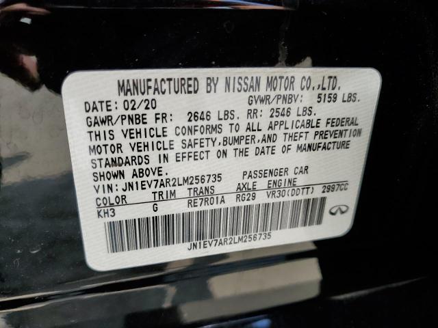 JN1EV7AR2LM256735 - 2020 INFINITI Q50 PURE BLACK photo 12