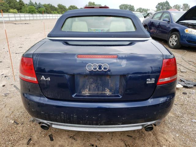 WAUDH48H69K005777 - 2009 AUDI A4 3.2 CABRIOLET QUATTRO BLUE photo 6