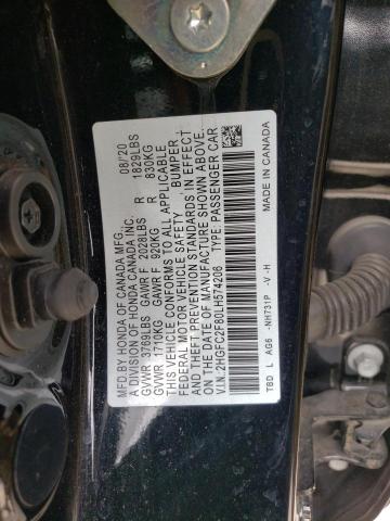 2HGFC2F80LH574206 - 2020 HONDA CIVIC SPORT 黑色 照片 12