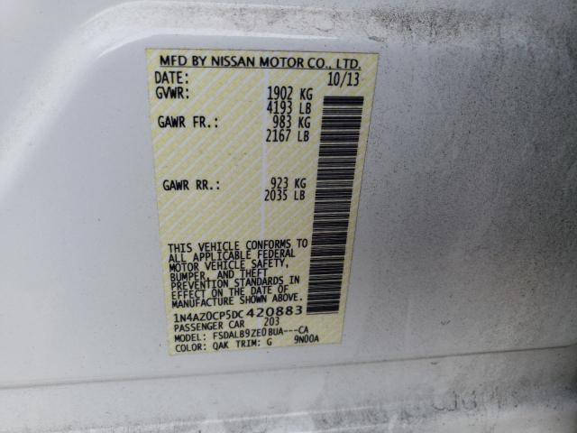 1N4AZ0CP5DC420883 - 2013 NISSAN LEAF S WHITE photo 12