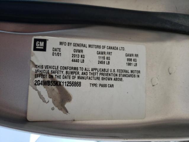 2G4WB55KX11256868 - 2001 BUICK REGAL LS 银色 照片 12