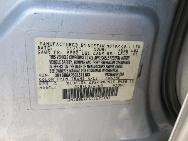 3N1BB6AP6CL671183 - 2012 NISSAN SENTRA SE-R SILVER photo 12