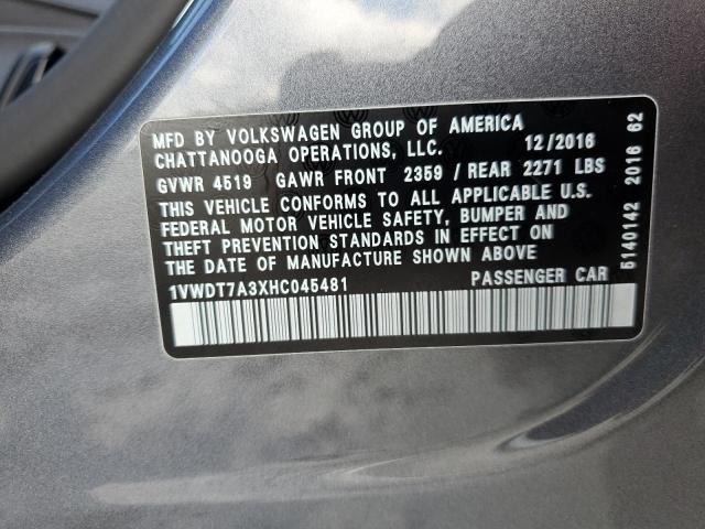 1VWDT7A3XHC045481 - 2017 VOLKSWAGEN PASSAT R-LINE Boz foto 12