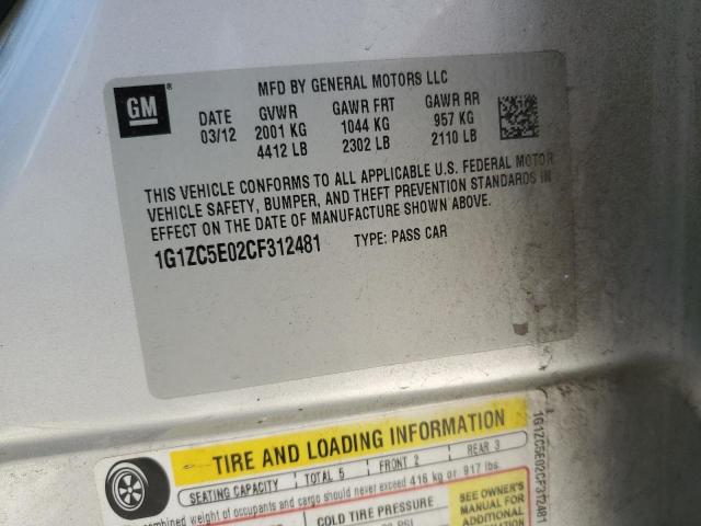 1G1ZC5E02CF312481 - 2012 CHEVROLET MALIBU 1LT SILVER photo 13