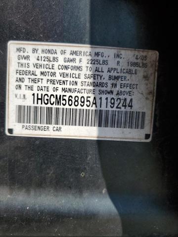 1HGCM56895A119244 - 2005 HONDA ACCORD EX TEAL photo 12