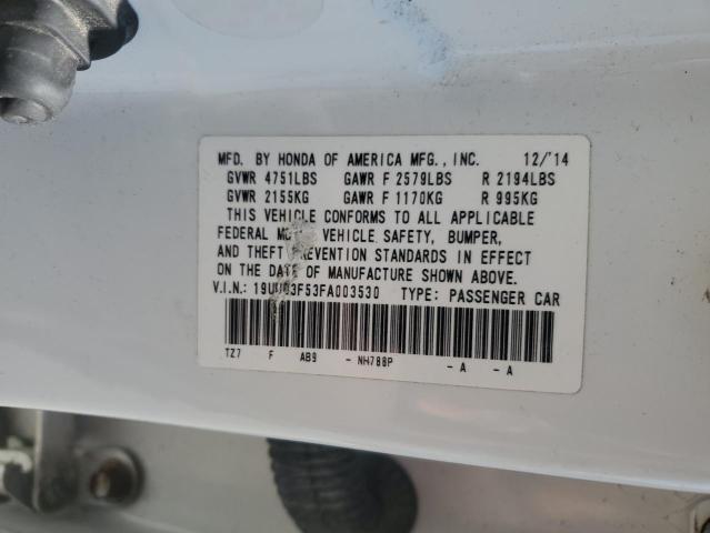 19UUB3F53FA003530 - 2015 ACURA TLX TECH WHITE photo 12