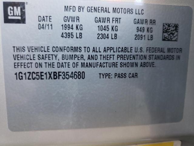 1G1ZC5E1XBF354680 - 2011 CHEVROLET MALIBU 1LT ოქროსფერი ფოტო 10