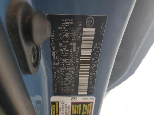 4T1G11AK4PU126040 - 2023 TOYOTA CAMRY SE NIGHT SHADE BLUE photo 12