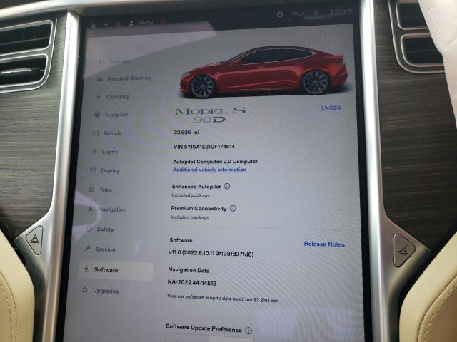 5YJSA1E21GF174614 - 2016 TESLA MODEL S Կարմիր լուսանկար 9