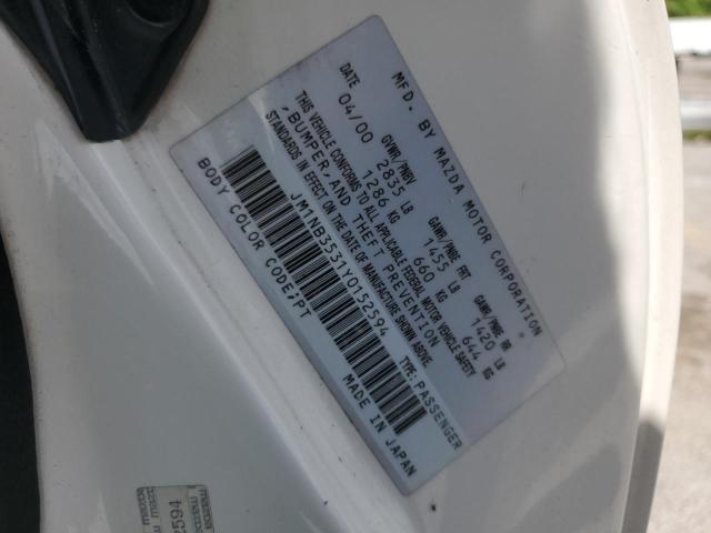JM1NB3531Y0152594 - 2000 MAZDA MX-5 MIATA BASE WHITE photo 13