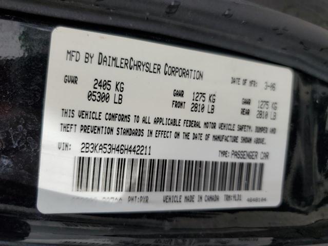 2B3KA53H46H442211 - 2006 DODGE CHARGER R/T BLACK photo 13