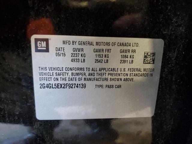 2G4GL5EX2F9274139 - 2015 BUICK REGAL BLACK photo 12