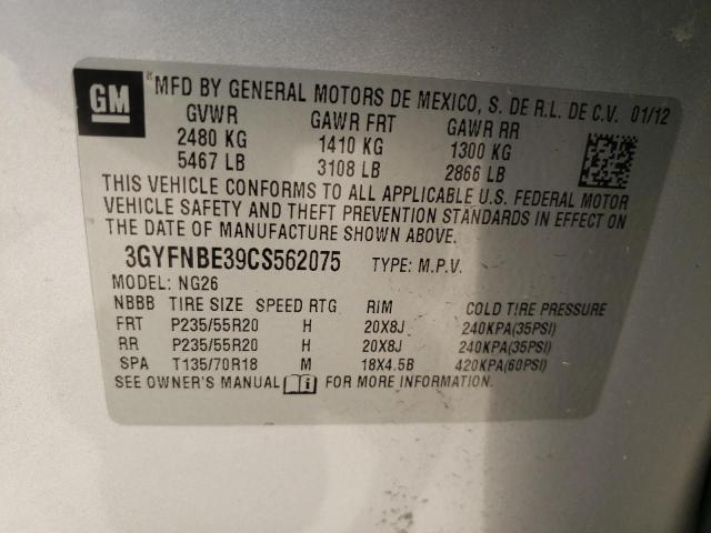 3GYFNBE39CS562075 - 2012 CADILLAC SRX PERFORMANCE COLLECTION Күміс фото 14