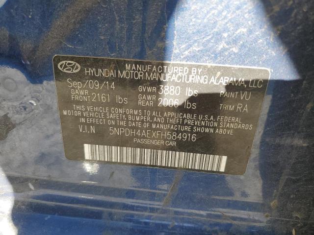 5NPDH4AEXFH584916 - 2015 HYUNDAI ELANTRA SE BLUE photo 12