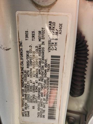 5TEGN92N24Z430292 - 2004 TOYOTA TACOMA DOUBLE CAB PRERUNNER TWO TONE photo 12