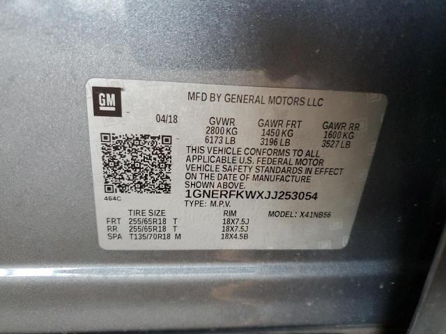 1GNERFKWXJJ253054 - 2018 CHEVROLET TRAVERSE LS GRAY photo 13