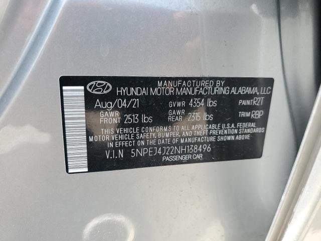 5NPEJ4J22NH138496 - 2022 HYUNDAI SONATA SEL PLUS SILVER photo 12