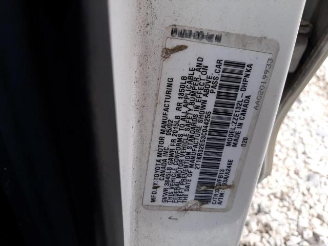 2T1KR32E53C044255 - 2003 TOYOTA COROLLA MA XR WHITE photo 12