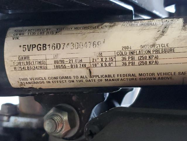 5VPGB16D743004769 - 2004 VICTORY MOTORCYCLES VEGAS Mavi fotoğraf 9