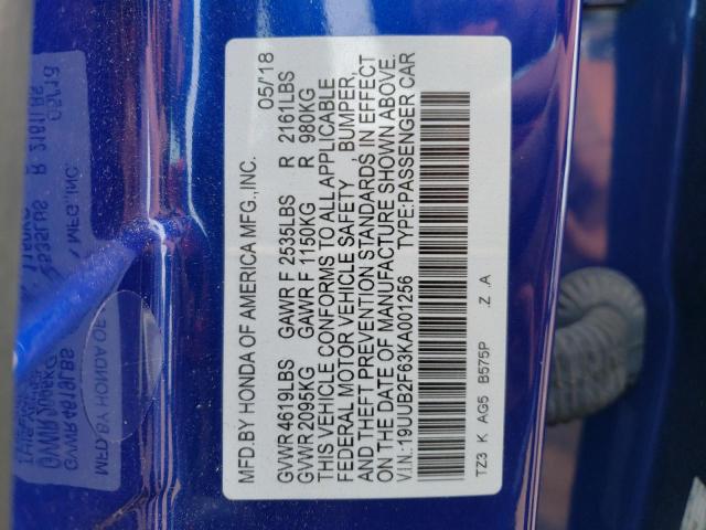 19UUB2F63KA001256 - 2019 ACURA TLX TECHNOLOGY BLUE photo 13