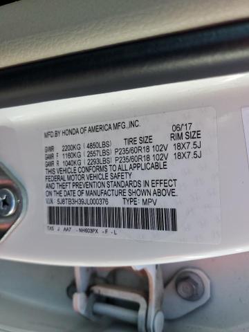 5J8TB3H39JL000376 - 2018 ACURA RDX WHITE photo 14