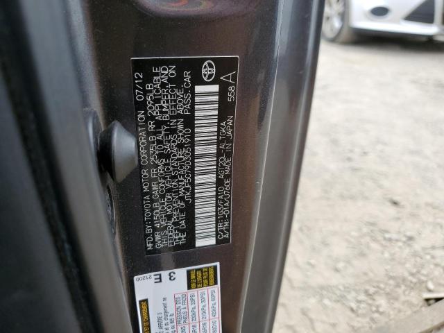 JTKJF5C79D3051910 - 2013 TOYOTA SCION TC 石墨色 照片 12