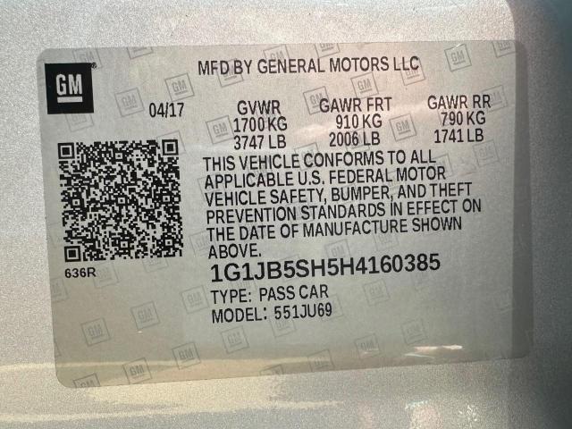 1G1JB5SH5H4160385 - 2017 CHEVROLET SONIC LS 银色 照片 10