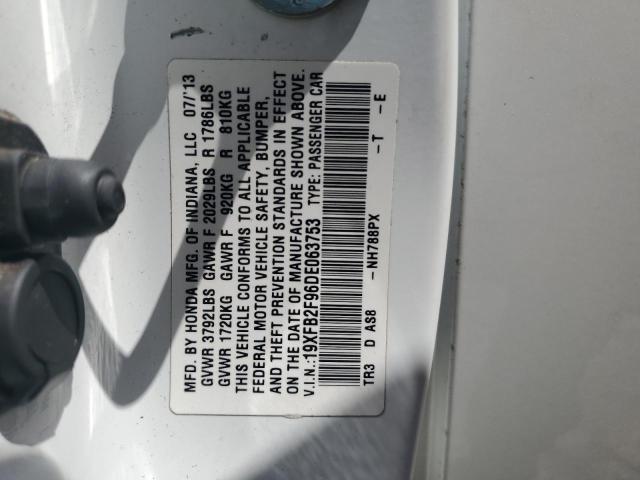 19XFB2F96DE063753 - 2013 HONDA CIVIC EXL WHITE photo 12