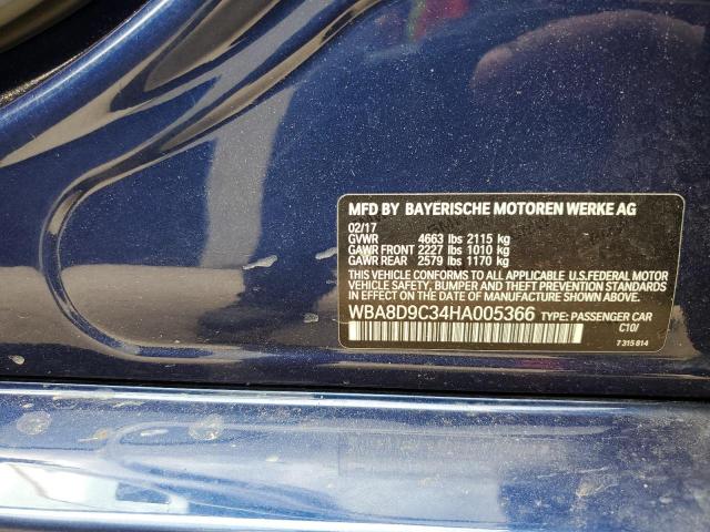 WBA8D9C34HA005366 - 2017 BMW 330 XI BLUE photo 12