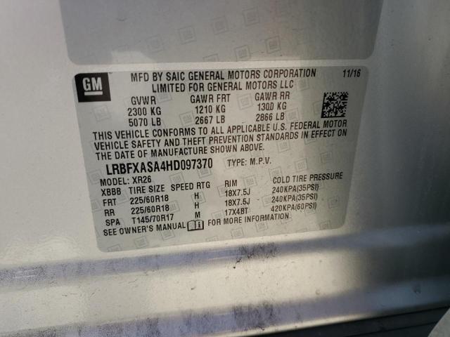 LRBFXASA4HD097370 - 2017 BUICK ENVISION PREFERRED ვერცხლისფერი ფოტო 13