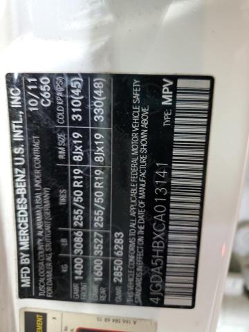 4JGDA5HBXCA013141 - 2012 MERCEDES-BENZ ML 350 4MATIC WHITE photo 13