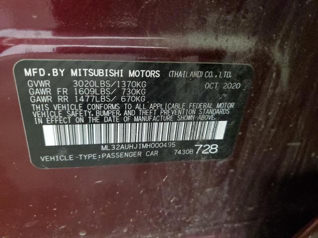 ML32AUHJ1MH000495 - 2021 MITSUBISHI MIRAGE ES MAROON photo 13