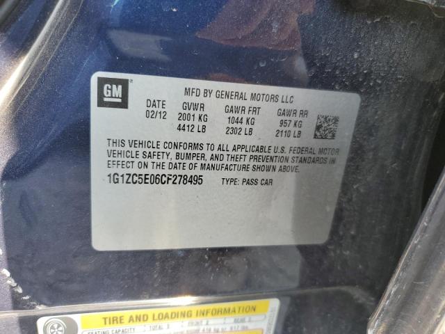 1G1ZC5E06CF278495 - 2012 CHEVROLET MALIBU 1LT BLUE photo 12