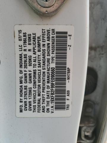 19XFB2F99FE090660 - 2015 HONDA CIVIC EXL Ağ foto 12