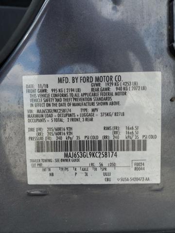 MAJ6S3GL9KC258174 - 2019 FORD ECOSPORT SE Сұр фото 13