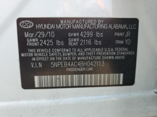 5NPEB4AC4BH042113 - 2011 HYUNDAI SONATA GLS WHITE photo 12