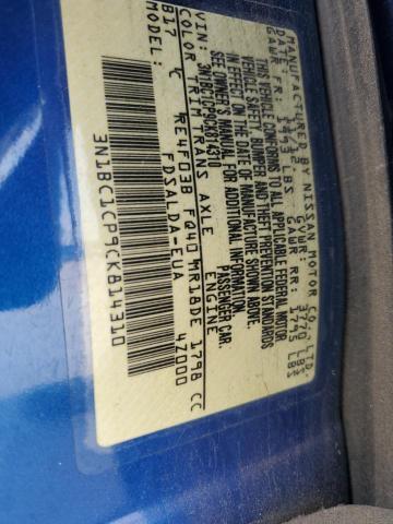 3N1BC1CP9CK814310 - 2012 NISSAN VERSA S BLUE photo 13