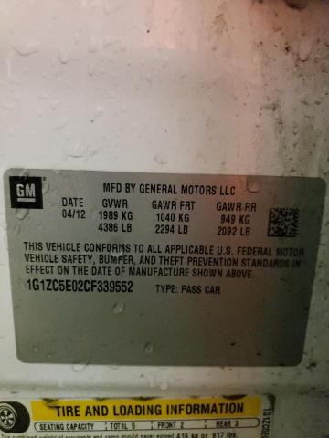 1G1ZC5E02CF339552 - 2012 CHEVROLET MALIBU 1LT WHITE photo 12