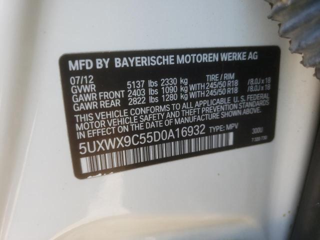 5UXWX9C55D0A16932 - 2013 BMW X3 XDRIVE28I WHITE photo 13