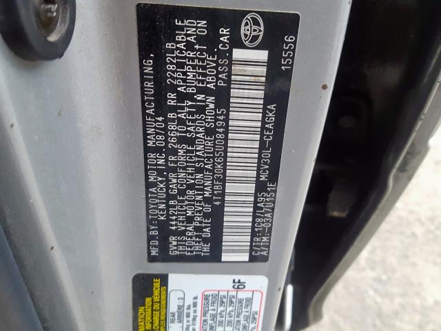 4T1BF30K65U084945 - 2005 TOYOTA CAMRY LE  photo 10