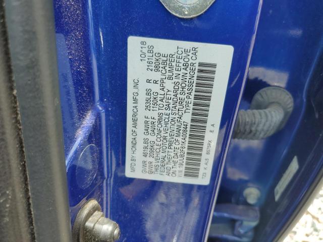 19UUB2F61KA008447 - 2019 ACURA TLX TECHNOLOGY BLUE photo 12