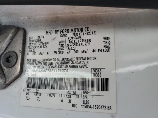 NM0AS8F75F1176074 - 2015 FORD TRANSIT CO XLT WHITE photo 13