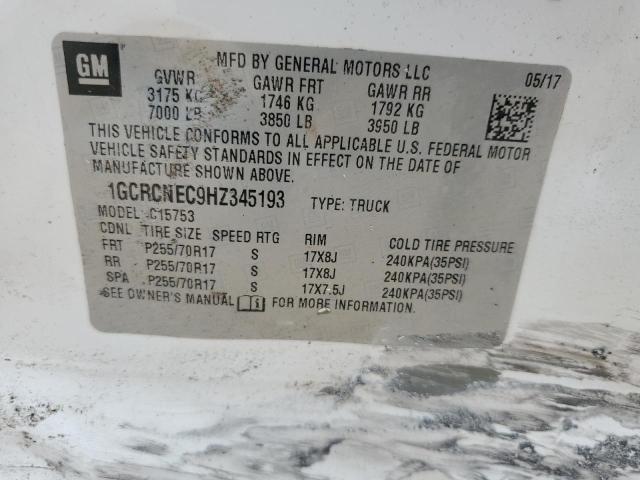 1GCRCNEC9HZ345193 - 2017 CHEVROLET SILVERADO C1500 თეთრი ფოტო 12