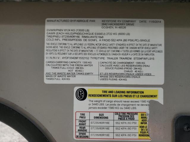 4YDF33429F1532152 - 2015 KEYSTONE SPRINTER Qəhvəyi foto 10